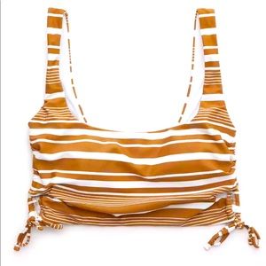 Aerie Printed Lace Up Longline Scoop Bikini Top